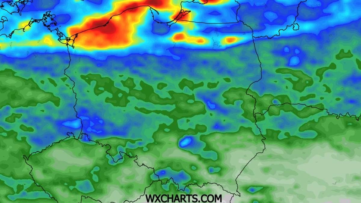 W najbliższym czasie na północy Polski suma opadów będzie największa