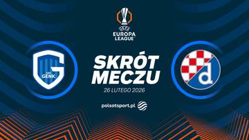 Grafika zapowiadająca skr&oacute;t meczu KRC Genk - Dinamo Zagrzeb w ramach Ligi Europy, z datą 26 lutego 2026.
