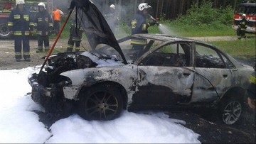 Przyjechali gasić pożar lasu, znaleźli auto, a w nim spalone ciało