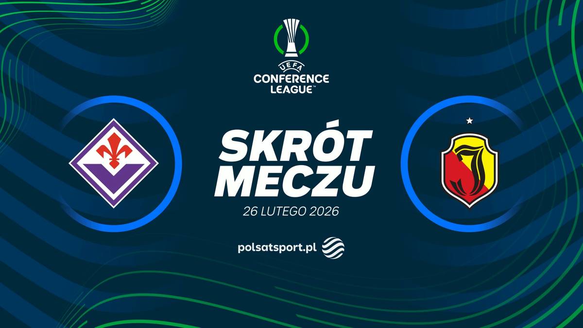 Logo ACF Fiorentina obok logo Jagiellonii Białystok. Pomiędzy nimi napis "SKRÓT MECZU" oraz data 26 lutego 2026.