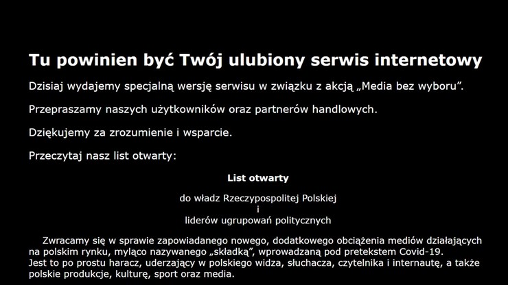 "Media bez wyboru". List otwarty do władz RP