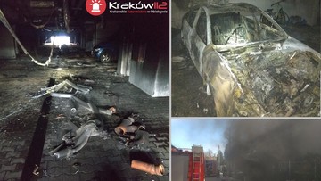 Pożar samochodu w garażu podziemnym w Krakowie. W środku jak po apokalipsie [ZDJĘCIA]
