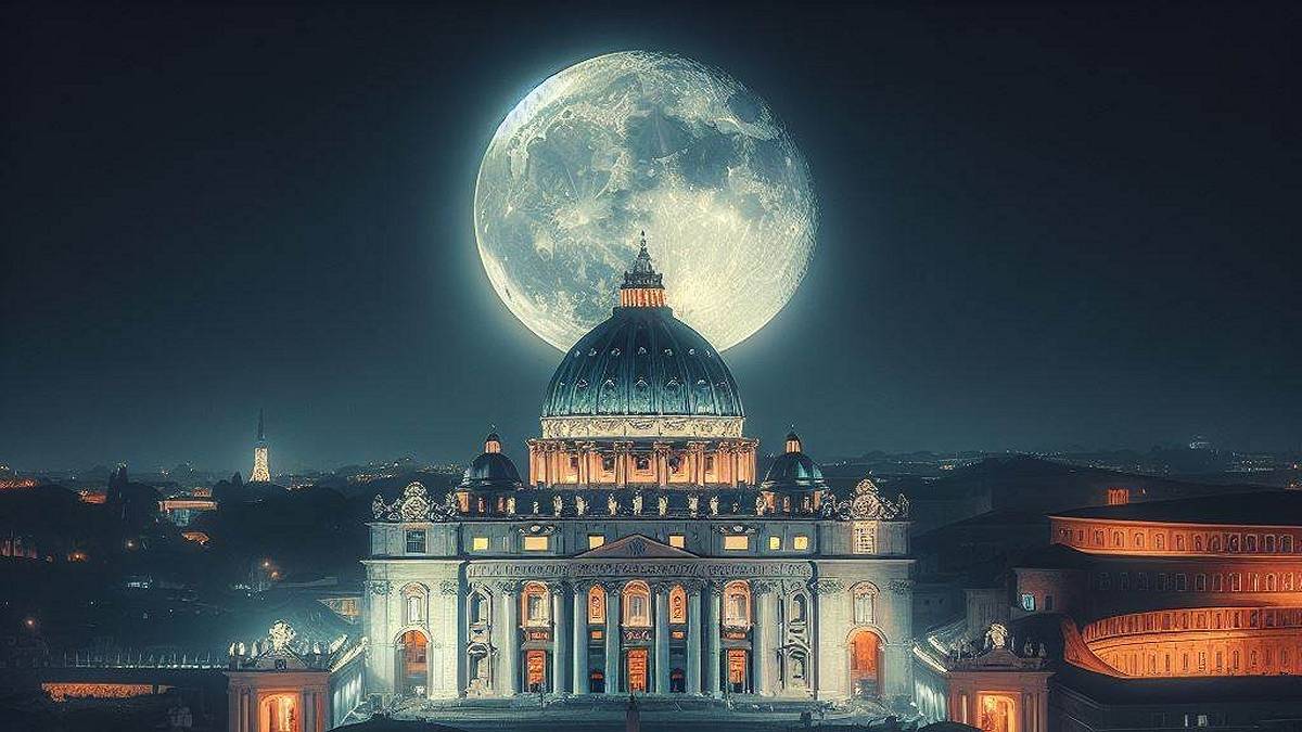 Pełnia Księżyca nad Bazyliką Św. Piotra w Watykanie. Fot. Pixabay.