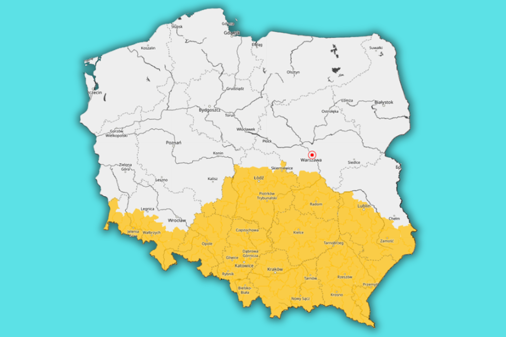 IMGW wydał alerty pierwszego stopnia dotyczące marznących opadów. Dotyczą południowej Polski