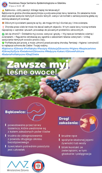 Sanepid ostrzega przed bąblowicą, groźną chorobą pasożytniczą