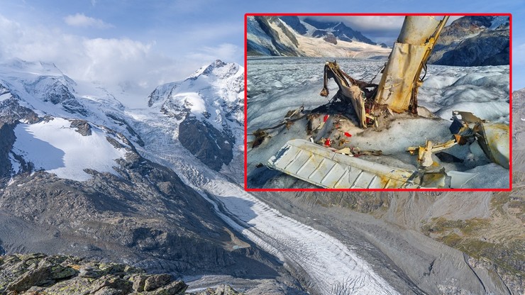 Szwajcaria. Topniejący lodowiec odkrył wrak samolotu. Rozbił się 50 lat temu
