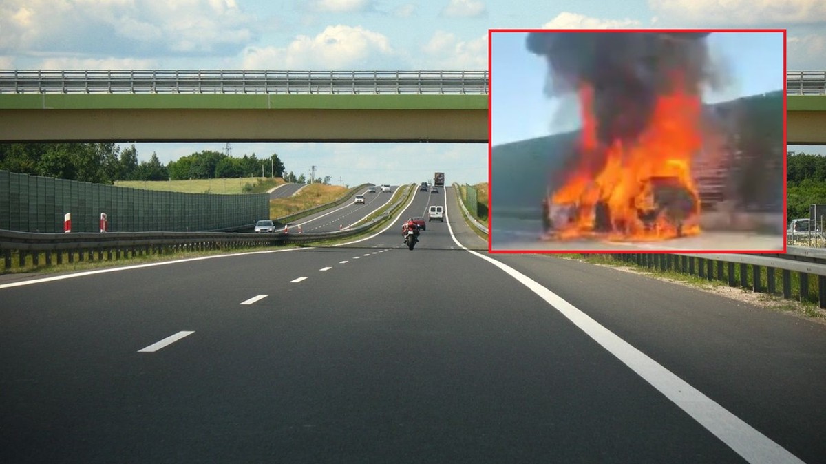 Śląskie: Pożar na A1. Porsche Cayenne stanęło w płomieniach
