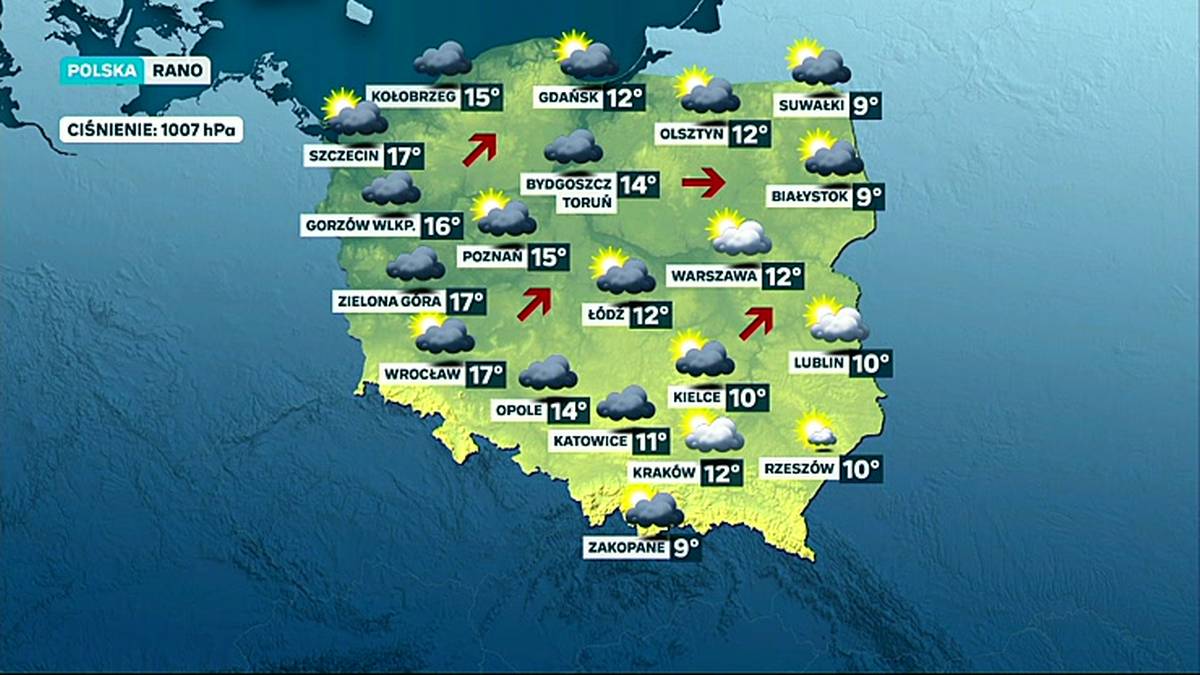 Prognoza pogody - czwartek, 18 czerwca - rano