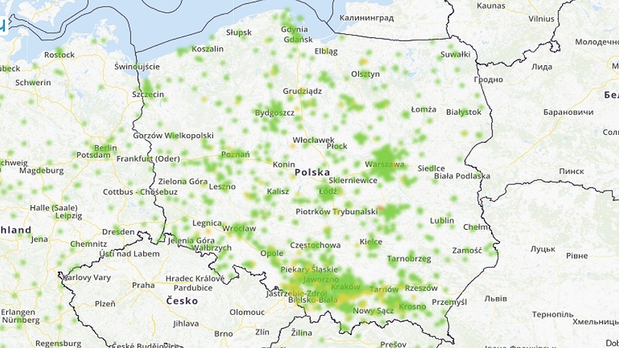 Aktualna jakość powietrza w Polsce. Fot. Airly.eu