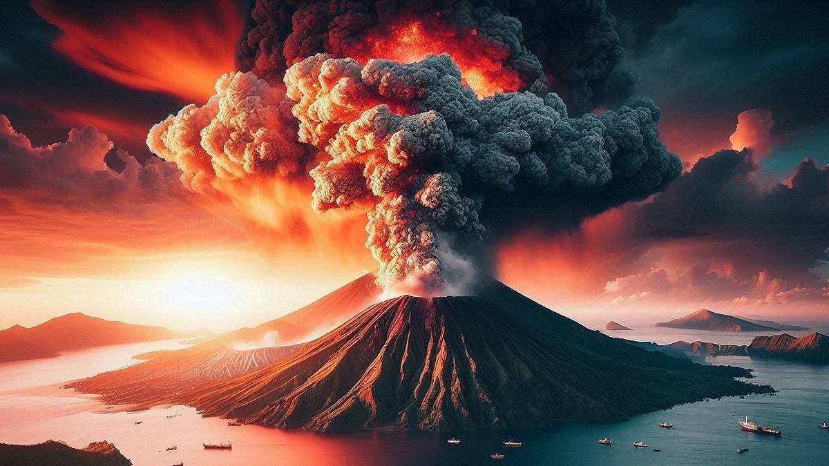 Artystyczna wizja erupcji wulkanu. Fot. Pixabay.