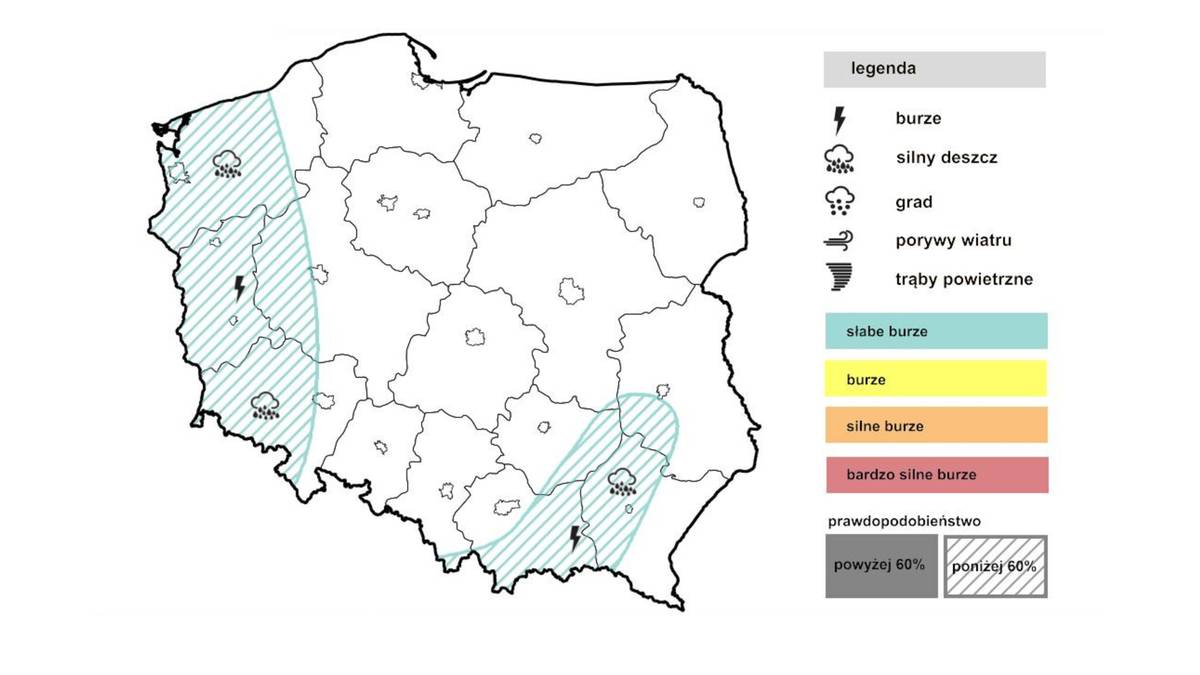 Burze na zachodzie mogą przynieść lokalne opady krupy śnieżnej - informuje IMGW