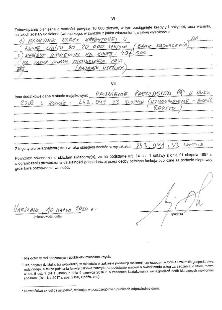 Oświadczenie majątkowe prezydenta Andrzeja Dudy, strona 4