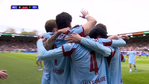 Grupa piłkarzy w jasnoniebieskich strojach świętuje gola, obejmując się nawzajem na boisku.