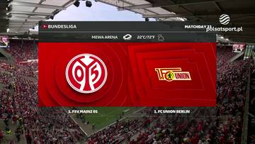 Wynik meczu piłkarskiego pomiędzy FSV Mainz 05 a 1. FC Union Berlin, wyświetlany na telebimie na stadionie.