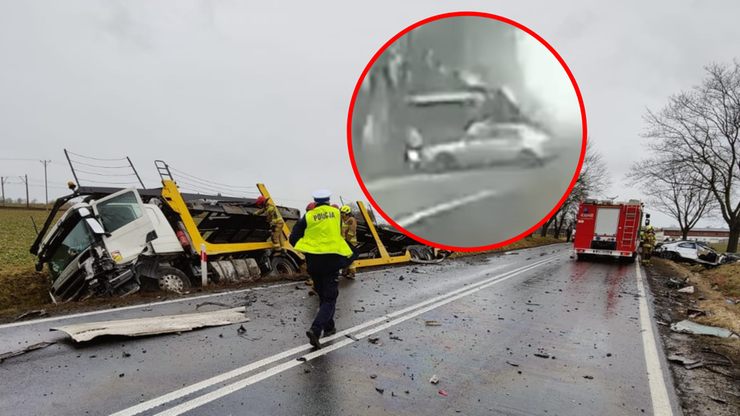 Opolskie: Auto rozpadło się na kawałki po zderzeniu z ciężarówką. Nie żyje 42-latek