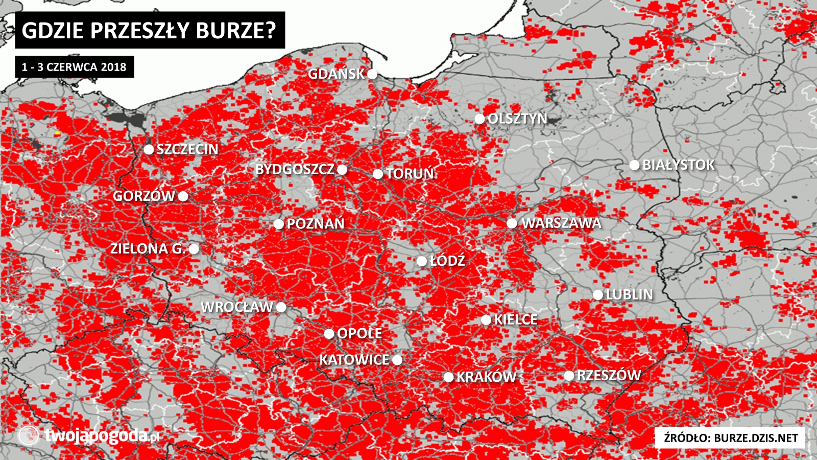 Gdzie burz było najwięcej?