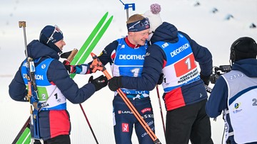 PŚ w biathlonie: Norwegowie wygrali sztafetę 4x7,5 km, Polacy na 16. miejscu