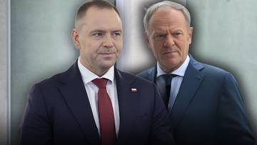 Karol Nawrocki i Donald Tusk w garniturach.