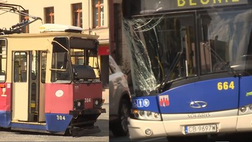 Zderzenie autobusu i tramwaju w Bydgoszczy. Pięć osób poszkodowanych
