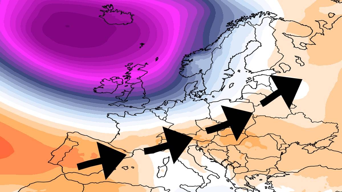 Za sprawą niżu znad Atlantyku do Polski napłynie ciepłe powietrze znad Hiszpanii. Fot. climatereanalyzer.org