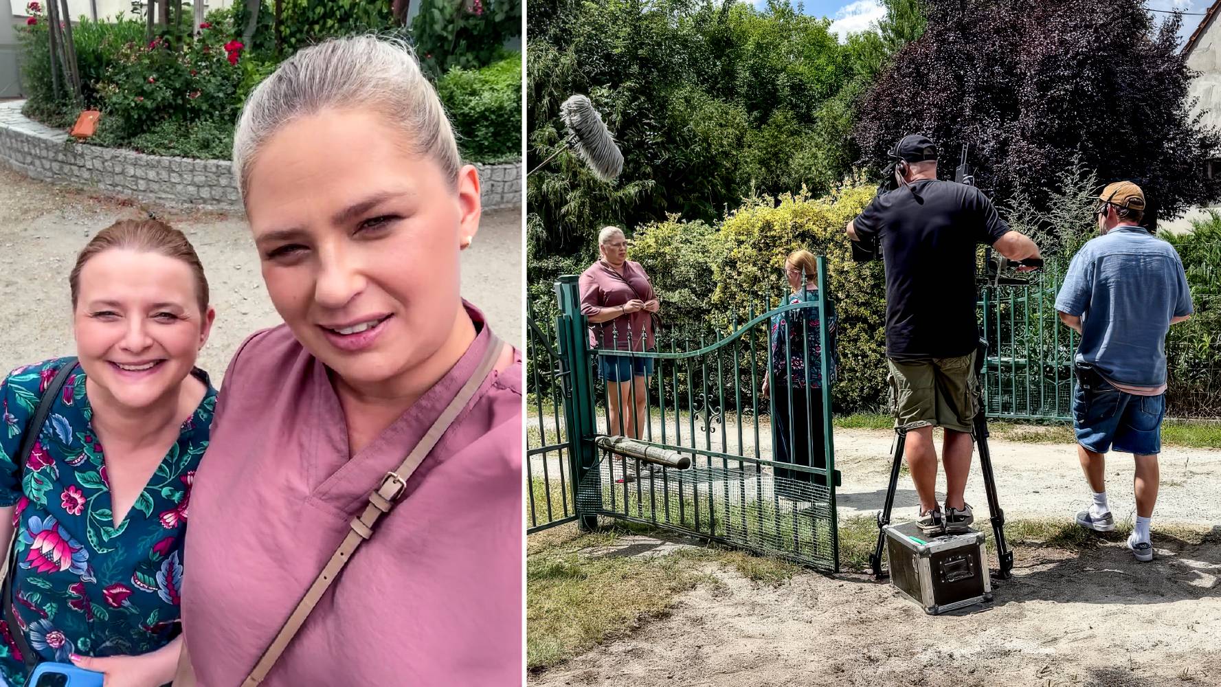 Elżbieta Romanowska i Jowita Budnik na planie serialu „Pierwsza miłość”