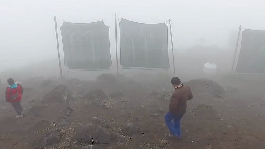 Tak się łapie wodę z mgły w Peru. Fot. YouTube / BBC.