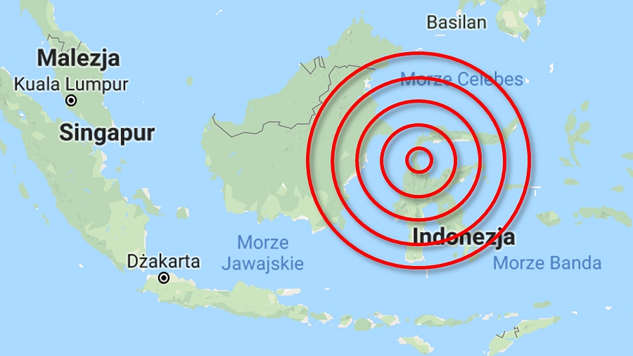 Epicentrum trzęsienia ziemi na Indonezji. Fot. USGS / Google / TwojaPogoda.pl