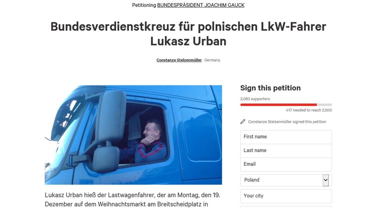 Niemcy chcą orderu dla polskiego kierowcy. Zbierają podpisy pod petycją do prezydenta