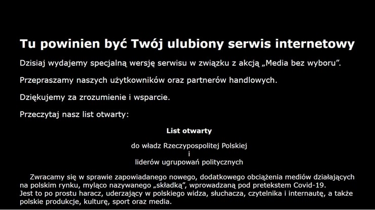 "Media bez wyboru". List otwarty do władz RP