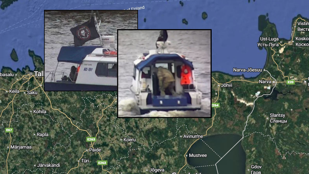 Flaga Wagnerowców na łodzi straży granicznej. MSZ Estonii: Żelazny system Rosji rozpada się