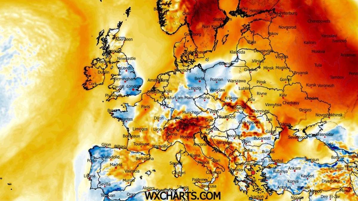 Dodatnia anomalia temperatur utrzymuje się w wielu miejscach Europy, w tym na południu Norwegii