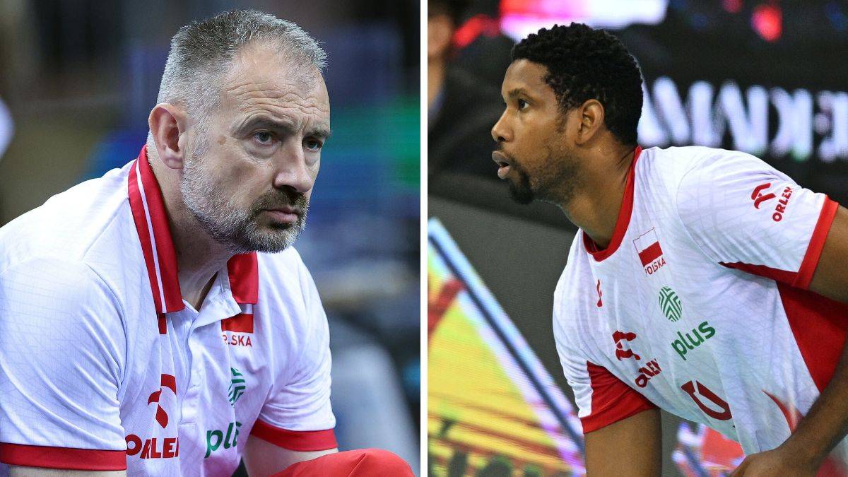 Dwa portrety męskie: po lewej trener siatkówki, po prawej zawodnik w stroju reprezentacji Polski.