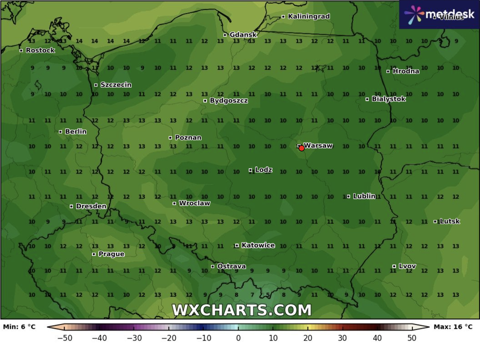 Przed nami kilka, a być może i kilkanaście zimnych nocy i poranków. Fot. WXCHARTS