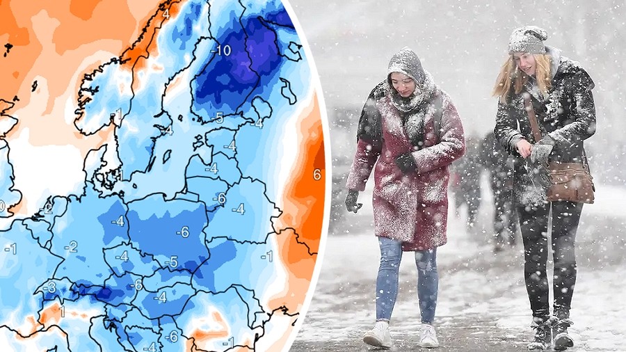 Zapowiada się zimny kwiecień ze śniegiem i mrozem. Fot. ClimateReanalyzer.org