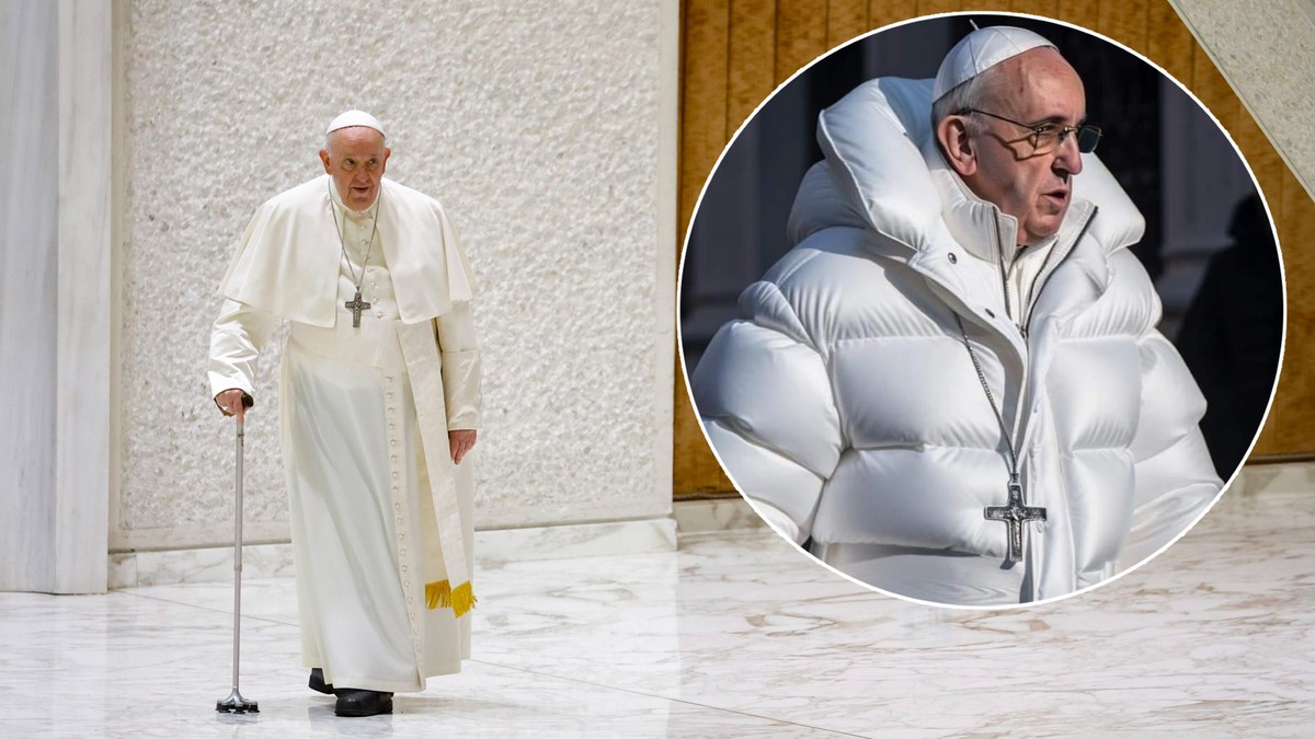 Papież Franciszek w modnej kurtce. Zdjęcie wykonała sztuczna inteligencja