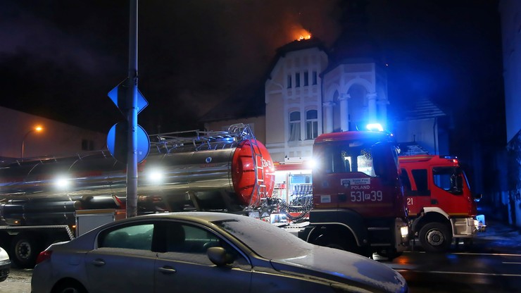 Akcja gaszenia pożaru hotelu Villa Royal w Ostrowie Wielkopolskim