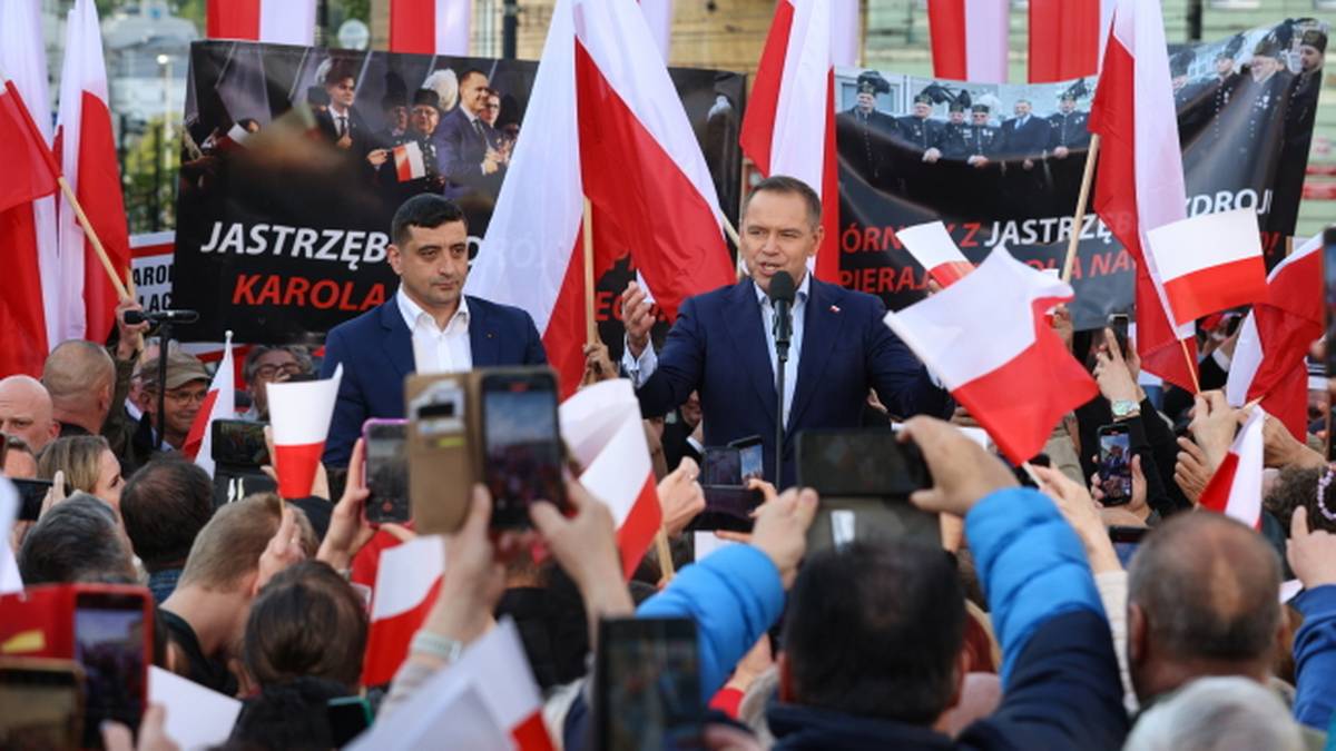 Wiec wyborczy Nawrockiego w Zabrzu. Pojawił się niespodziewany gość