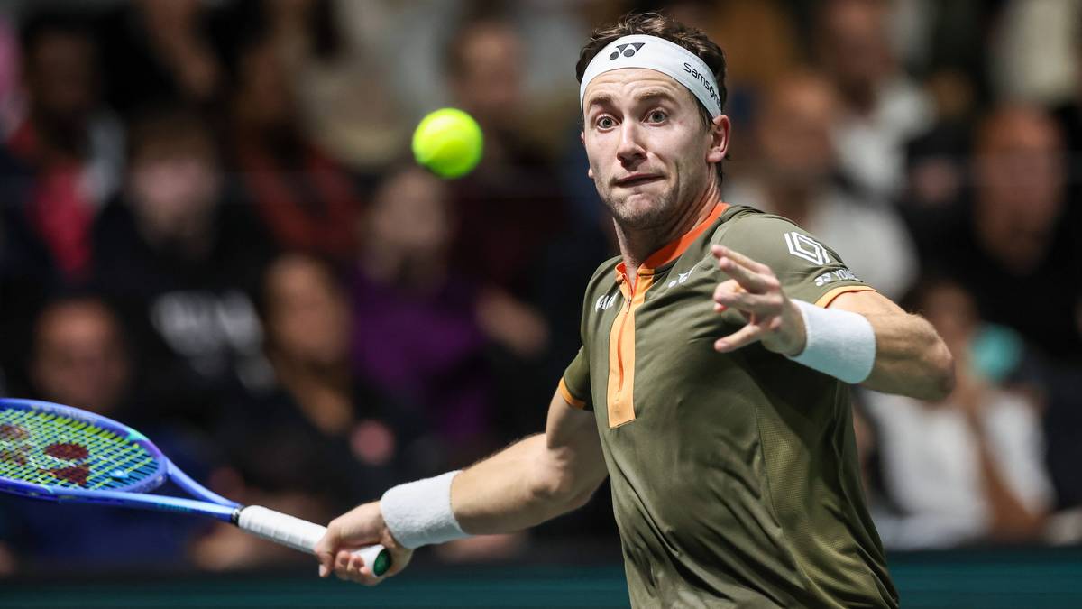 Casper Ruud podczas meczu tenisowego