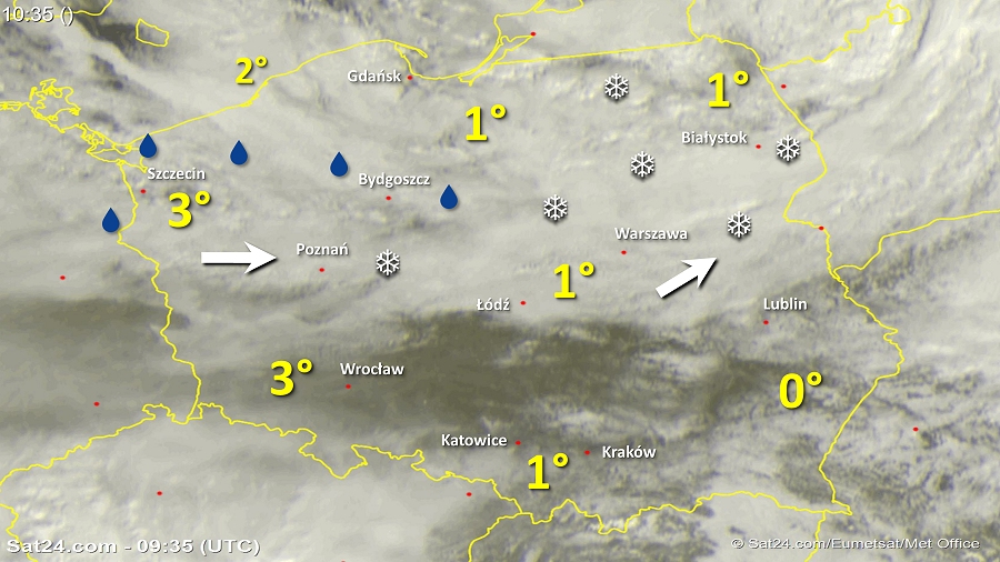 Zdjęcie satelitarne w dniu 17 lutego 2018 o godzinie 10:35. Dane: Sat24.com / Eumetsat.