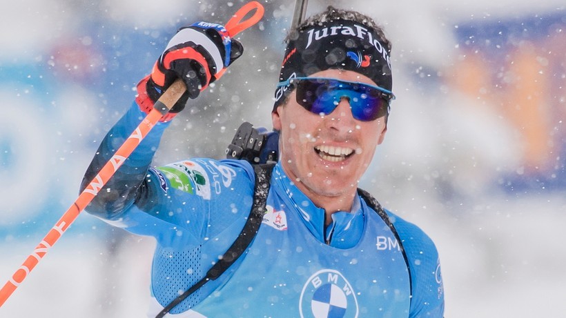 PŚ w biathlonie: Quentin Fillon Maillet najlepszy także w biegu na dochodzenie
