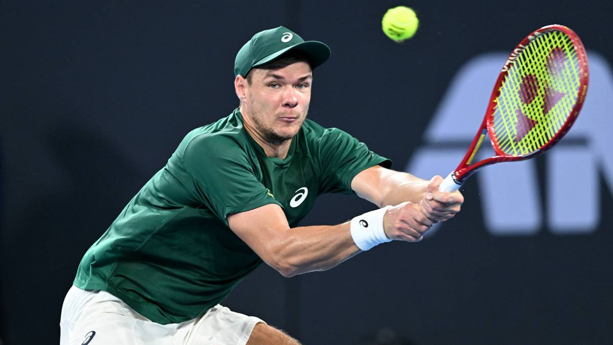 Tenisista Kamil Majchrzak podczas meczu na Australian Open.
