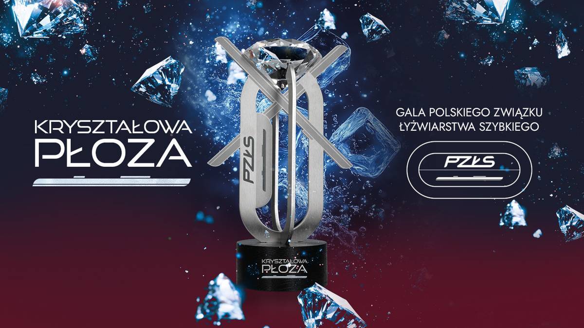 Trofeum "Kryształowa Płoza" na ciemnym tle z błyszczącymi elementami.