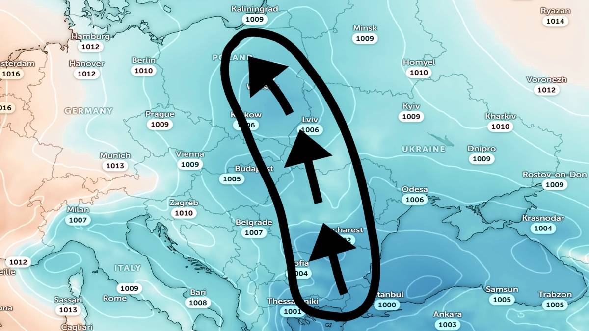 Niż dotrze nad Polskę z południa Europy. Fot. zoom.earth