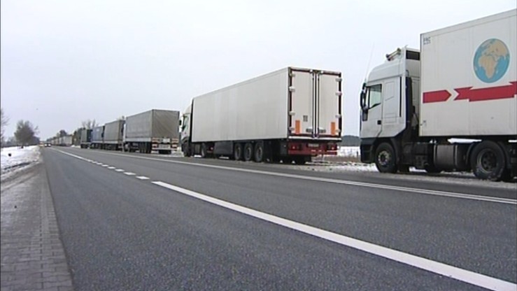 Blokada rosyjskich ciężarówek na ukraińskim Zakarpaciu