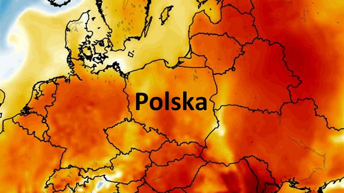 Polska na czerwono oznacza, że będzie wyjątkowo ciepło. Fot. wxcharts.com
