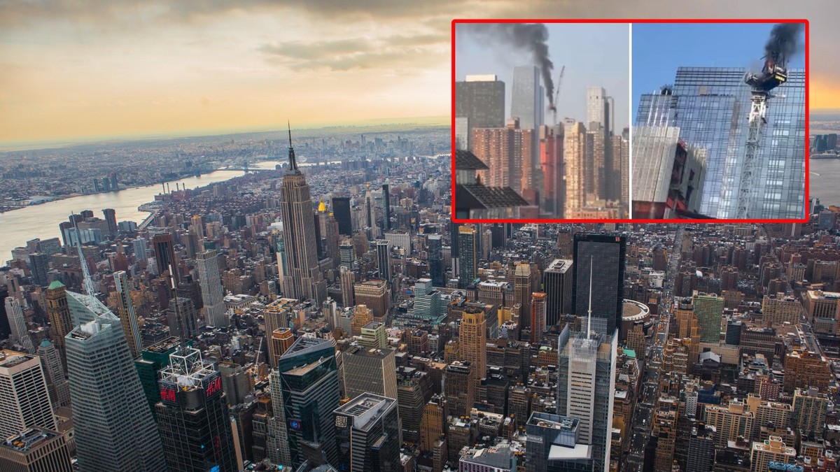 Nowy Jork: Pożar dźwigu na Manhattanie. Kłęby czarnego dymu nad miastem