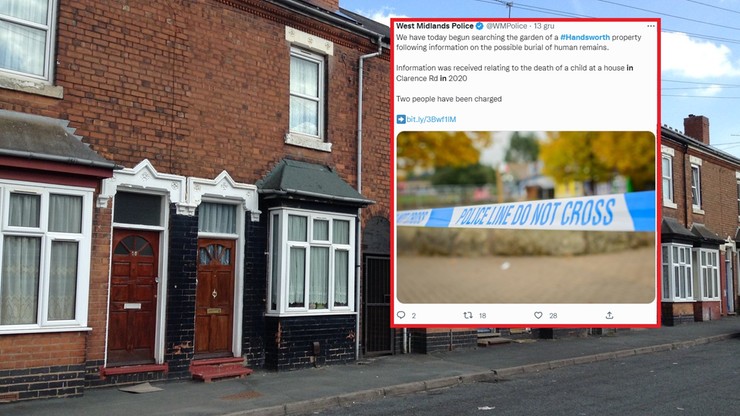 Anglia. Policja znalazła ciało dziecka w ogródku. W związku ze sprawą zatrzymano dwie osoby