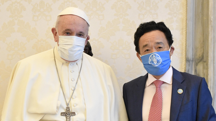 Papież w maseczce podczas spotkania z dyrektorem generalnym ONZ 