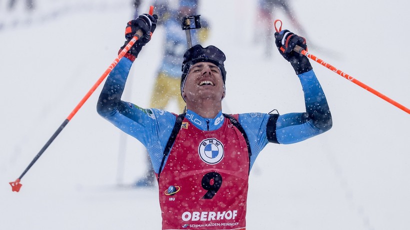 PŚ w biathlonie: Quentin Fillon Maillet wygrał sprint w Ruhpolding