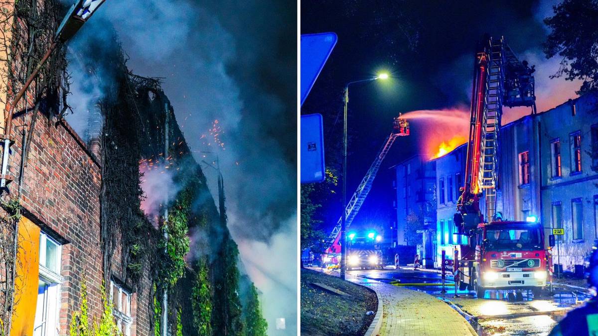 Wielki pożar w starej fabryce. Runął dach, w środku byli ludzie